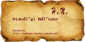 Hidvégi Nándor névjegykártya